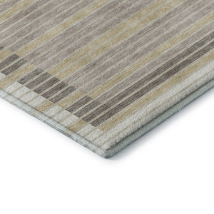 HomeRoots 8' Ivory Tan Taupe Striped Washable Area Rug – Durable, Stain-Resistant with UV Protection & Non-Slip Backing 693472