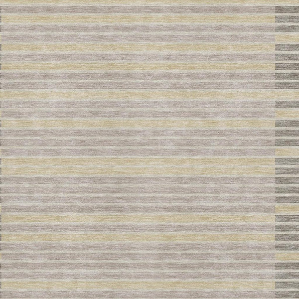 HomeRoots 9' X 12' Ivory Tan Striped Area Rug - Washable, Stain Resistant, UV Protected for Family Homes 693473
