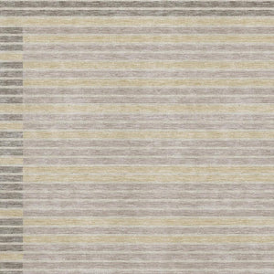 HomeRoots 10' X 14' Striped Washable Area Rug in Ivory Tan & Taupe - UV Protected for Style & Durability 693474