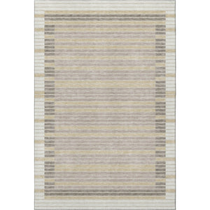 HomeRoots 10' X 14' Striped Washable Area Rug in Ivory Tan & Taupe - UV Protected for Style & Durability 693474