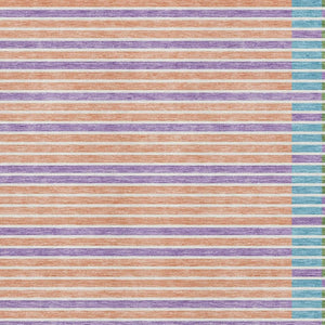 HomeRoots 5' X 8' Striped Washable Area Rug in Vibrant Lime Green, Peach, Teal & Purple - UV Protected & Durable! 693476