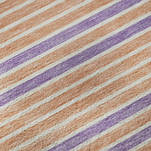 HomeRoots 8' Vibrant Striped Washable Round Rug in Lime Green, Peach, Teal & Purple - UV Protected & Non-Slip 693477