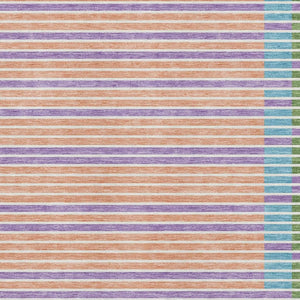 HomeRoots 8' Vibrant Striped Washable Area Rug in Lime Green, Peach, Teal & Purple - UV Protected & Non-Slip 693478