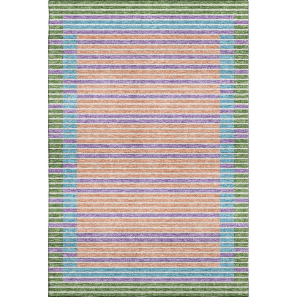 HomeRoots 9' X 12' Vibrant Striped Washable Area Rug - Kid & Pet-Friendly with UV Protection for Any Space! 693479