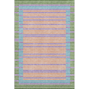 HomeRoots 9' X 12' Vibrant Striped Washable Area Rug - Kid & Pet-Friendly with UV Protection for Any Space! 693479