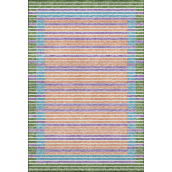 HomeRoots 9' X 12' Vibrant Striped Washable Area Rug - Kid & Pet-Friendly with UV Protection for Any Space! 693479