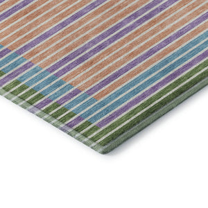 HomeRoots 9' X 12' Vibrant Striped Washable Area Rug - Kid & Pet-Friendly with UV Protection for Any Space! 693479