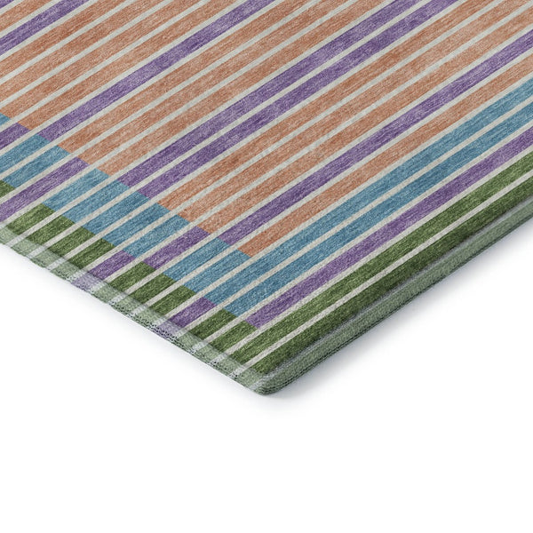 HomeRoots 9' X 12' Vibrant Striped Washable Area Rug - Kid & Pet-Friendly with UV Protection for Any Space! 693479
