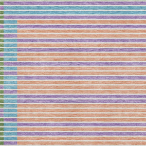 HomeRoots 9' X 12' Vibrant Striped Washable Area Rug - Kid & Pet-Friendly with UV Protection for Any Space! 693479