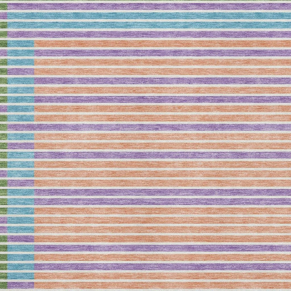HomeRoots 9' X 12' Vibrant Striped Washable Area Rug - Kid & Pet-Friendly with UV Protection for Any Space! 693479