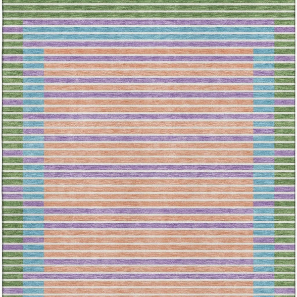 HomeRoots 9' X 12' Vibrant Striped Washable Area Rug - Kid & Pet-Friendly with UV Protection for Any Space! 693479