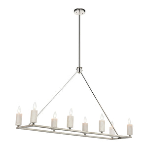 White Stone 48'' Wide 8-Light Linear Chandelier - Polished Nickel 69348/8 Elk Lighting