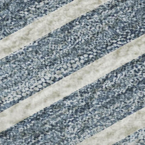 HomeRoots 10' Navy Blue Ivory Gray Striped Washable Area Rug with UV Protection – Perfect for Busy Homes! 693486