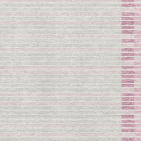 HomeRoots 5' X 8' Washable Striped Area Rug in Pink, Ivory & Mauve - Durable, UV-Protected, Stylish Comfort 693488