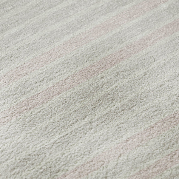 HomeRoots 8' X 8' Washable Round Rug in Pink, Ivory & Mauve Stripes - UV Protection, Stain Resistant, Stylish & Durable 693489