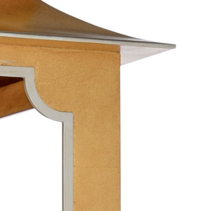 Chelsea House Tole Handpainted Pagoda Lantern In Antique Gold Leaf With Silver Trim — 33" Statement Pendant Light 69349