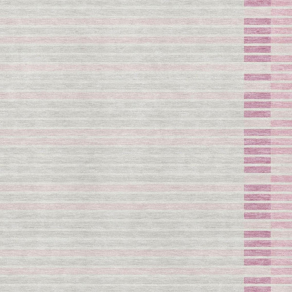HomeRoots 8' Pink Ivory and Mauve Striped Washable Area Rug - Pet-Friendly, UV Protected for Any Room 693490