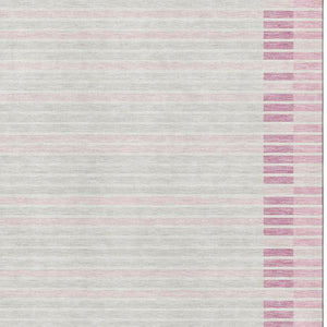 HomeRoots 10' X 14' Striped Washable Area Rug in Pink, Ivory & Mauve – UV Protected for High-Traffic Homes 693492