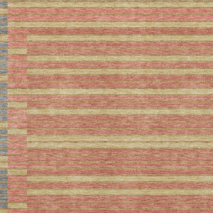 HomeRoots 9' X 12' Striped Washable Area Rug in Pewter, Salmon, and Gold with UV Protection for Modern Homes 693497