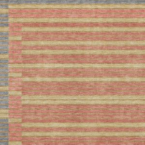HomeRoots 10' X 14' Stylish Pewter Salmon & Gold Striped Washable Area Rug – Durable, UV Protected & Easy Care! 693498