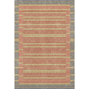 HomeRoots 10' X 14' Stylish Pewter Salmon & Gold Striped Washable Area Rug – Durable, UV Protected & Easy Care! 693498