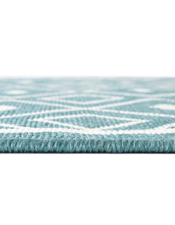Unique Loom Outdoor Trellis Kafes Machine Made Geometric Rug Teal, Ivory 5' 3" x 8' 0"