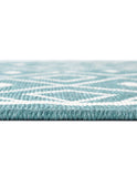 Unique Loom Outdoor Trellis Kafes Machine Made Geometric Rug Teal, Ivory 5' 3" x 8' 0"