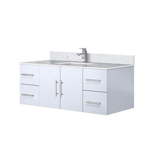 English Elm Glossy White Bath Vanity 48" x 22" with Carrara Marble Top, Soft-Close Drawers, Faucet Included B2731P258657