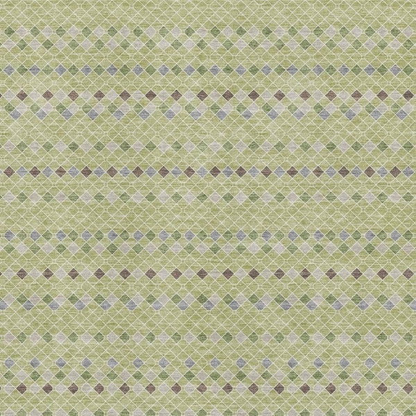 HomeRoots 5' X 8' Stylish Artichoke Green and Gray Striped Washable Area Rug with UV Protection and Durability 693506
