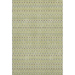 HomeRoots 9' X 12' Artichoke Green and Silver Striped Washable Area Rug – Durable, UV-Protected, and Stylish! 693509