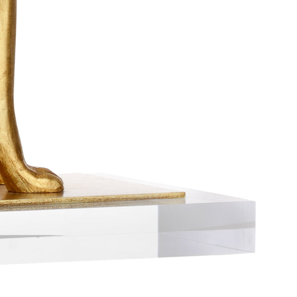 Chelsea House Flossie Sculptural Table Lamp Right-Facing Antique Gold Leaf Resin On Clear Acrylic Base For Ambient Lighting 69351