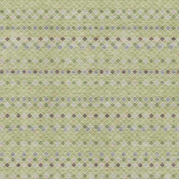 HomeRoots 10' Artichoke Green Gray and Silver Striped Washable Area Rug - Durable, UV Protected, Stylish Design 693510