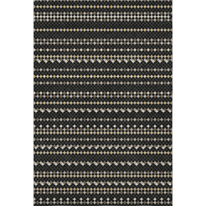 HomeRoots 5' Stylish Black, Gold & Silver Striped Washable Area Rug - UV Protection & Easy Care for Busy Homes 693512