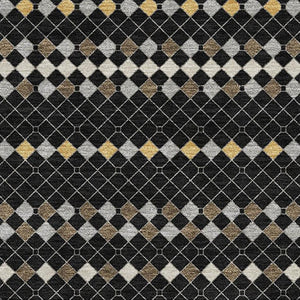 HomeRoots 8' Striped Washable Area Rug in Black, Gold & Silver – UV Protected, Non-Slip, Durable & Stylish! 693514