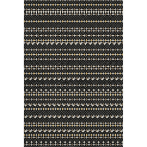 HomeRoots 10' X 14' Striking Black Gold and Silver Striped Washable Area Rug with UV Protection and Durability 693516