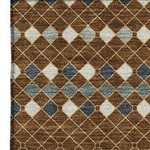HomeRoots 5' X 8' Striped Washable Area Rug in Brown, Gray & Ivory - UV Resistant, Durable & Easy Care! 693518