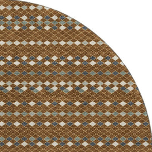 HomeRoots 8' Striped Round Rug in Brown, Gray & Ivory – Washable, UV-Protected, Non-Slip for Easy Care & Style 693519