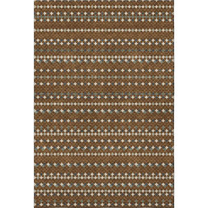 HomeRoots 8' Striped Washable Area Rug in Brown, Gray & Ivory - UV Protected, Stain Resistant, Durable Design 693520
