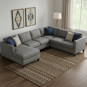 HomeRoots 9' X 12' Washable Striped Area Rug with UV Protection – Ideal for High-Traffic Spaces & Family Homes 693521