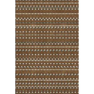 HomeRoots 10' X 14' Striped Washable Area Rug in Brown, Gray & Ivory - UV Protection for Stylish Spaces! 693522