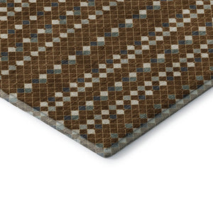 HomeRoots 10' X 14' Striped Washable Area Rug in Brown, Gray & Ivory - UV Protection for Stylish Spaces! 693522