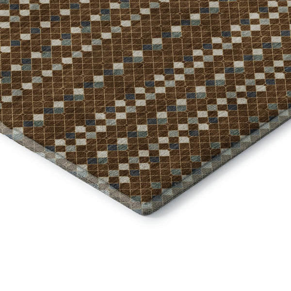 HomeRoots 10' X 14' Striped Washable Area Rug in Brown, Gray & Ivory - UV Protection for Stylish Spaces! 693522