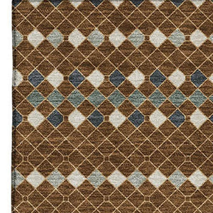 HomeRoots 10' X 14' Striped Washable Area Rug in Brown, Gray & Ivory - UV Protection for Stylish Spaces! 693522