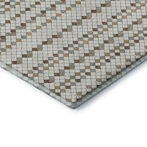 HomeRoots 9' X 12' Ivory Brown & Gray Striped Area Rug - Washable, Stain Resistant, UV Protected for Homes 693527
