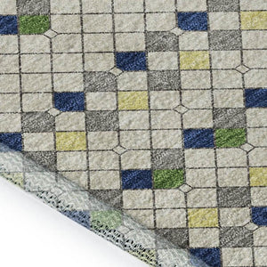 HomeRoots 9' X 12' Stylish Green & Blue Striped Washable Area Rug with UV Protection for High-Traffic Spaces 693533