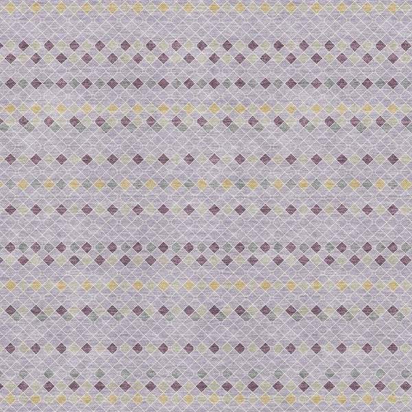 HomeRoots 8' Striped Area Rug in Lavender, Gold & Gray - Washable, UV Protected, Ideal for High-Traffic Spaces! 693538