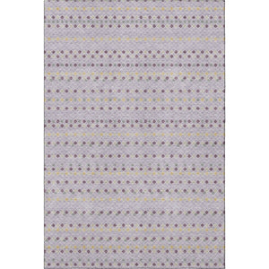 HomeRoots 9' X 12' Stylish Lavender Gold Gray Striped Area Rug with UV Protection & Non-Slip Backing 693539