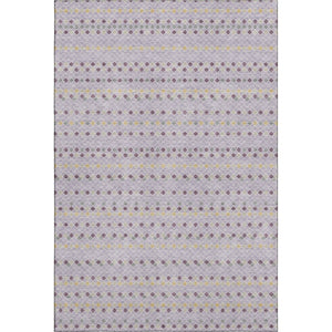 HomeRoots 10' Stylish Lavender, Gold & Gray Striped Washable Area Rug with UV Protection for Modern Living Spaces 693540