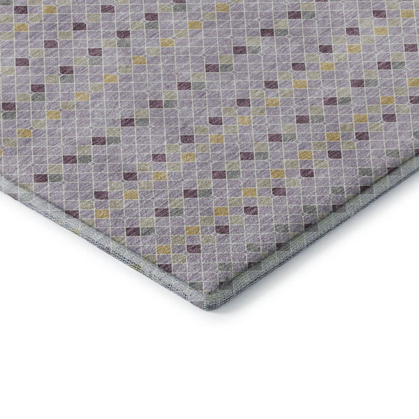 HomeRoots 10' Stylish Lavender, Gold & Gray Striped Washable Area Rug with UV Protection for Modern Living Spaces 693540