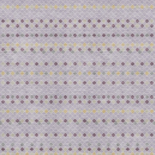 HomeRoots 10' Stylish Lavender, Gold & Gray Striped Washable Area Rug with UV Protection for Modern Living Spaces 693540